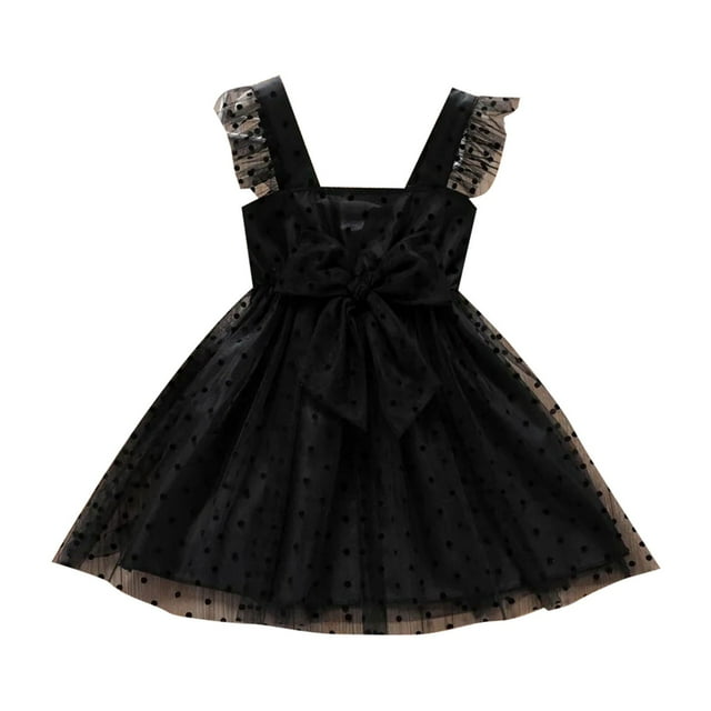 Ketyyh-chn99 Robes Fille Robe de Plage Robe Bébé Filles Tout-Petits Manches Courtes Longues Mode Robe Sans Manches Jupe Noir,9-12 Mois
