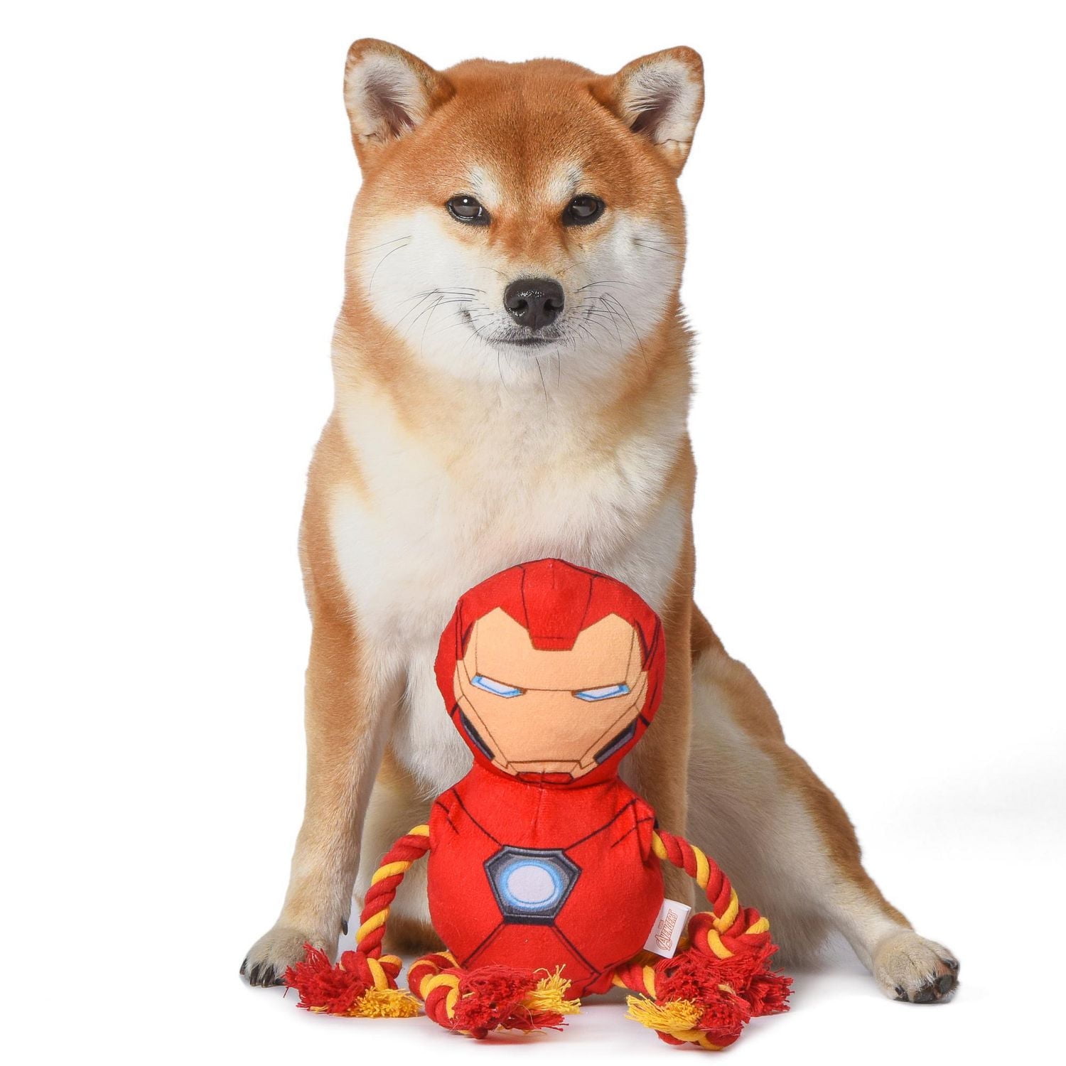 Jouet pour chien en corde en peluche avec couineur Iron Man