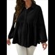 thumbnail image 2 of Camisa de Larga con Cuello Alto para Mujer, Otoño e Invierno 2025, Blusa Holgada de Maternidad, Blusa Informal. Negro XL, 2 of 8