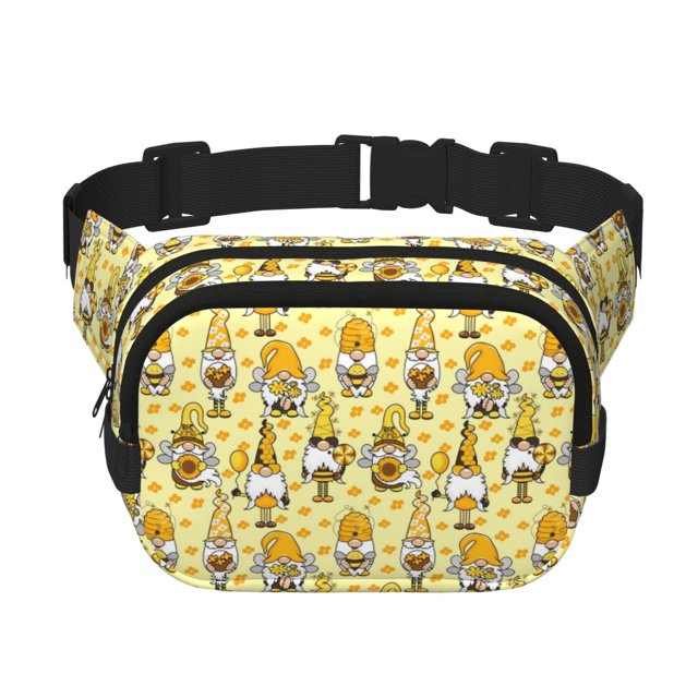Balery Garden Honeybee Gnomes Mochila Cinturón para Mujeres y Hombres, Bolsa de Cintura Impermeable de Doble Capa con Correa