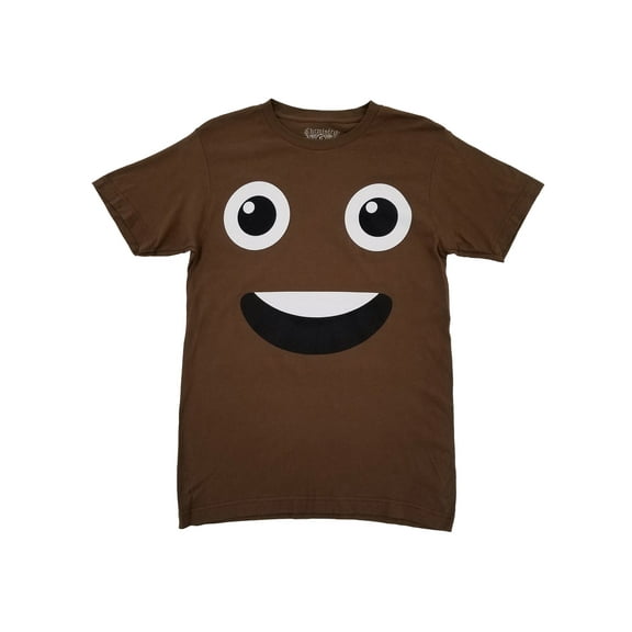 Mens Brown Poop Emoji Graphic Tee Halloween T-Shirt