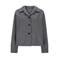 thumbnail image 4 of Women Cropped Button Blazer Short Casual Bomber Wool Blend Jacket Pea Coat Fall Outerwear with Pockets, 4 of 7