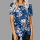 thumbnail image 5 of Blusas de Manga Corta para las Mujeres Botón Impreso Cuello Redondo Top Casual, Blusas para las Mujeres Casual, 5 of 5