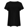 thumbnail image 5 of Vivianyo HD Casual Women's Summer Short Sleeve T-Shirt Women's Solid Round Neck Lace Ruffle Sleeve Net Short Sleeved Slim Top Short Sleeved Round Neck Top/shirt, 5 of 6