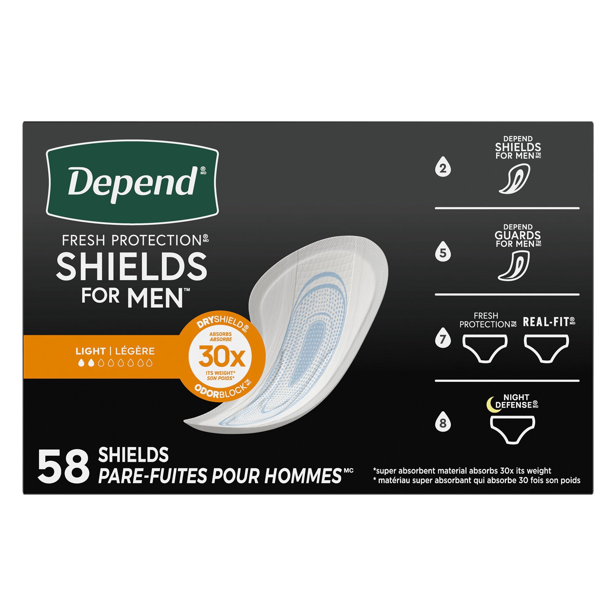 Depend Guards for Men Male Incontinent Pad Cup-Like Shape