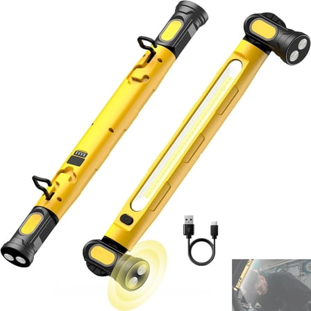 Mechanic Work Light，3000 Lumens Rechargeable Work Light,5200mAh Rechargeable LED Light Bar, Portable Cordless Underhood Magnetic Work Lights with Hooks, Tough & Built for Every Job (A)