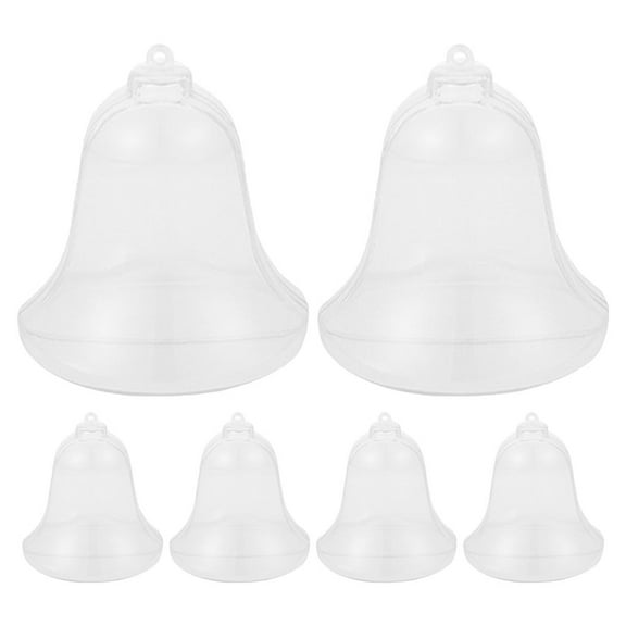 Hemoton 6pcs Fillable Clear Plastic Christmas Ornaments Bell Shaped Baubles Ball Christmas Tree Decorations Candy Hanging Ball Box For Diy Crafts