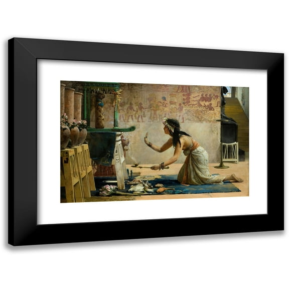 John Reinhard Weguelin 14x11 Black Modern Framed Museum Art Print Titled - The Obsequies of an Egyptian Cat (1886)