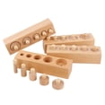 thumbnail image 3 of Bloques de escalera de cilindros de madera de 4 piezas, bloques de cilindros de troncos con perilla de madera, rompecabezas de juguete con casquillo, 3 of 9