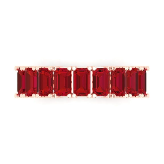 2.61 ctw Wedding Band for Women - 18K Rose Gold Simulated Ruby Stackable Eternity Ring