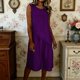 thumbnail image 2 of Largo Vestido Casual Multi-Color Suelto de Lino Cuello Redondo Primavera Vestido de Verano, Vestido de Lino Casual para las Mujeres Vacaciones Diarias, 2 of 7