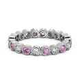 thumbnail image 2 of 1.50 Ct Round Cut Pink Sapphire Genuine Diamond Beautiful Engagement Eternity Band for Women 14K White Gold Size 10, 2 of 7