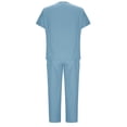 thumbnail image 4 of Womens Nursing Uniform Sets Solid-Color Pocket Drawstring Pants Protective-Suit Short Sleeve V-Neck Working Set Suit Light Blue M, 4 of 6