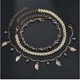 thumbnail image 4 of 3 pulseras de tobillo para mujer, color dorado, ajustable, en capas, para playa, 4 of 5