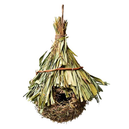 Birdhouse for Outside Hanging,Hummingbird House,Natural Grass Hand Woven Bird Nest Hut for Finch & Canary - Style1 L