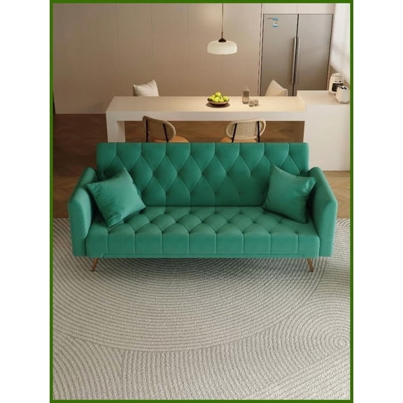 71'' American Retro Green Velvet Convertible Love Seat - Perfect for Small Living Rooms, Bedrooms & Offices