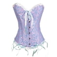 thumbnail image 2 of REDARER Jacquard Ruffled Corset Lace Up Back Satin Bow Front Buckle Waist Shaping Bustier for Gothic Halloween Party Cosplay Outfit,4XL, 2 of 2
