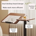 thumbnail image 3 of Mobile White Laptop Stand Overbed Table with Height Adjustable Tray Rolling Design for Sofa and Bed Convenience，Walnut, 3 of 13