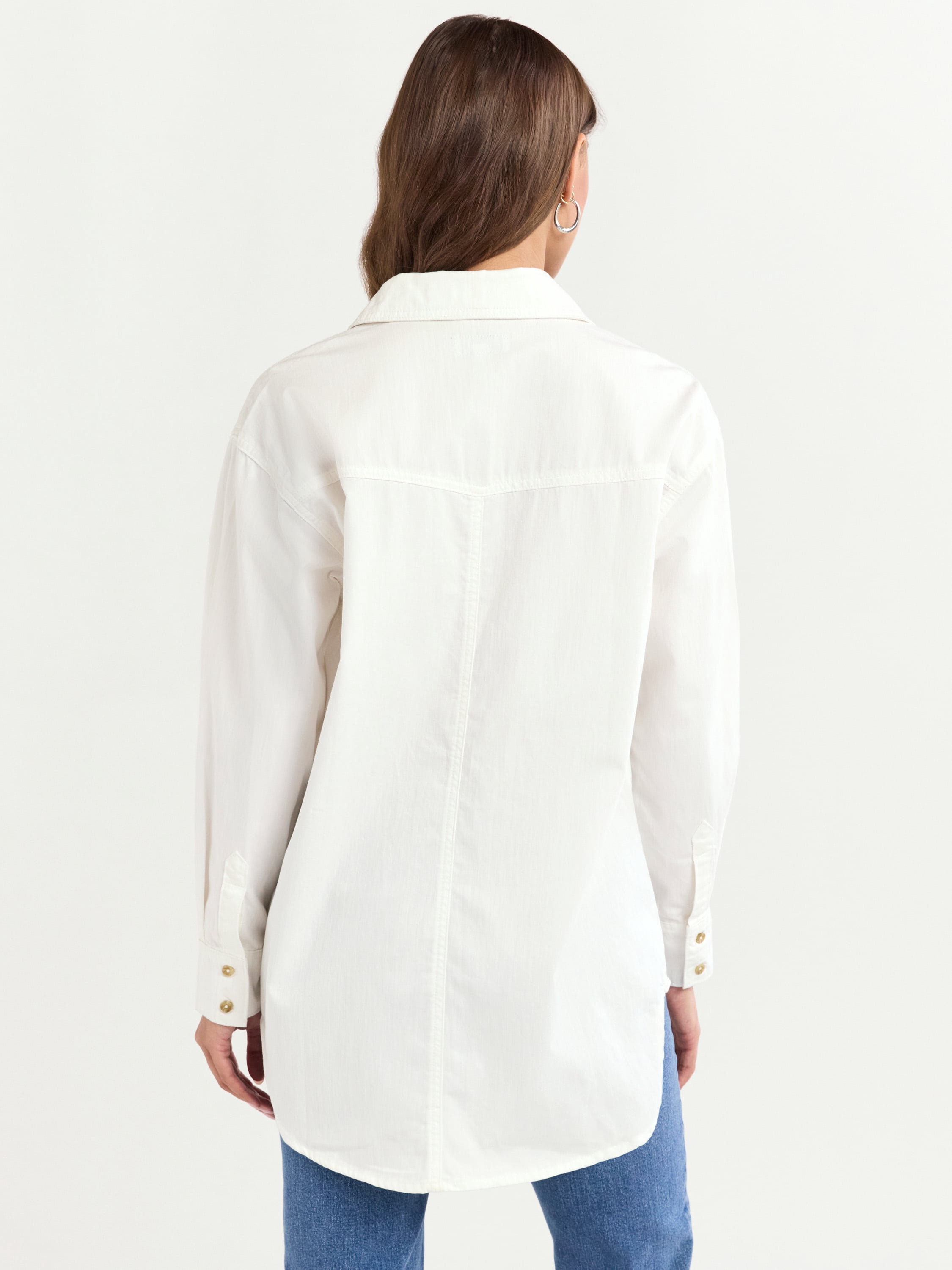 Sofia Jeans Women's and Women's Plus Sofia Oversized Boyfriend Shirt with Long Sleeves, Sizes XS-4X