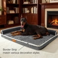 thumbnail image 4 of Exclusivo Mezcla Large Orthopedic Dog Bed, Luxury Striped Jacquard Pet Bed Sofa, Waterproof and Washable, 42"×28", Grey, 4 of 10