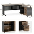 thumbnail image 2 of 63 Inch Executive Desk with File Cabinet, Large Office Desk L Shaped Computer Desk with Drawers and Storage Shelves, Brown and Black, 2 of 8