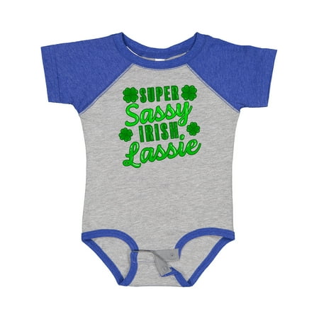 

Inktastic Super Sassy Irish Lassy with Green 4 Leaf Clovers Gift Baby Boy or Baby Girl Bodysuit