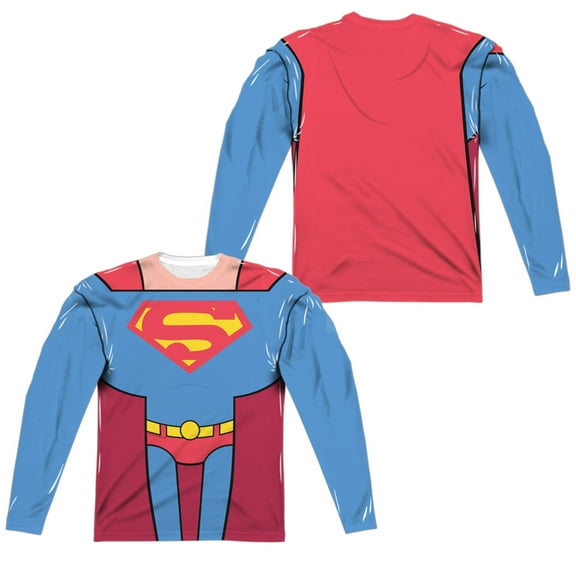 Teen Titans Go To The Movies - Superman Uniform (Front/Back Print) - Regular Fit Long Sleeve Shirt - Large