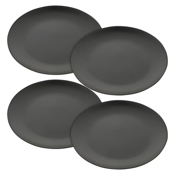 ACDANC 4 pcs Black Melamine Plate Round Melamine Dishes Flat Bottom Melamine Plates
