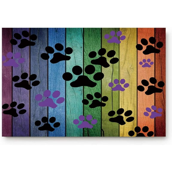 Dirty Dog Paw Prints Doormats Dog Mat for Muddy Paws Entrance Front Door Rug Outdoors/Indoor/Bathroom/Kitchen/Bedroom Floor Mats,Non-Slip Low-Profile Welcome Doormat for Dog Lovers,18 x 30 inch