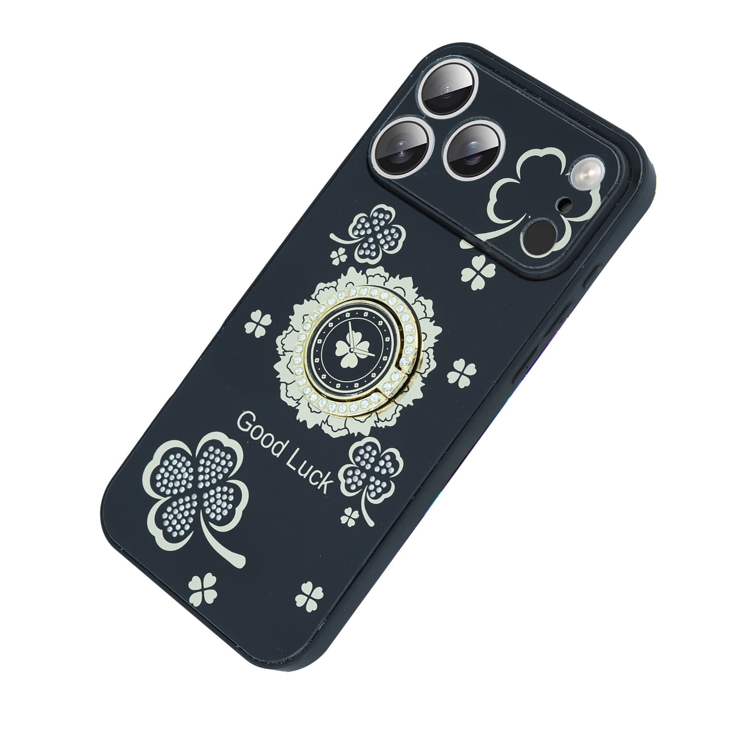 Diamond Shiny Cases with Ring for iPhone 17 Pro Max - Black