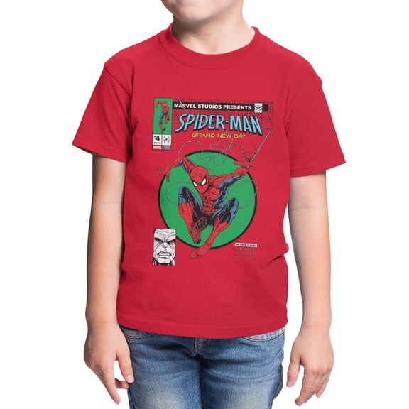 Marvel Spider-Man Brand New Day Youth The Web-Slinger Is Back T-Shirt (Red, XS-XL)
