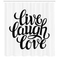 thumbnail image 3 of Ambesonne Live Laugh Love Shower Curtain, Words, 69"Wx70"L, Black and White, 3 of 3