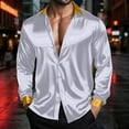 thumbnail image 6 of ZACPNCV Men's Shiny Satin Dress Shirts Long Sleeve Button Down Silk Shirt with Bow Tie, 6 of 8