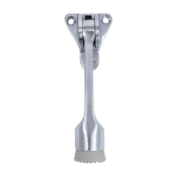 Tell Manufacturing DT100008 Door Holder, 4 in L, 4-1/8 in H, Aluminum/Rubber, Satin Chrome