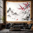 thumbnail image 6 of Red Koi in Misty Mountain Lake with Cherry Blossoms, Serene Japanese Inspired for Zen Decor Lovers, Nature Wall Art, Housewarming Gift Tapestry Wall Hanging for Bedroom and Living Room, 6 of 7