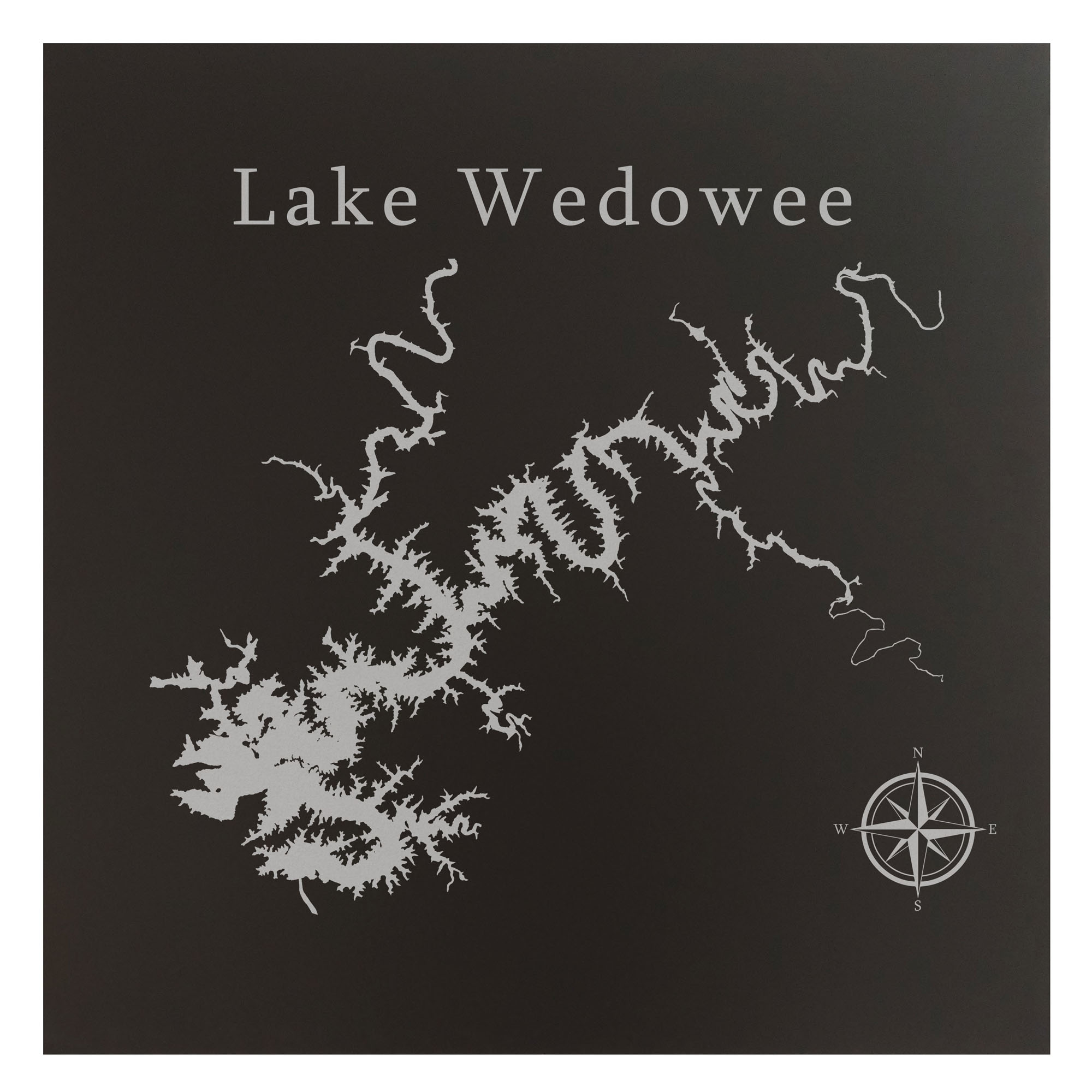 Lake Wedowee RL Harris Map 24x24" Black Metal Wall Art Office Decor