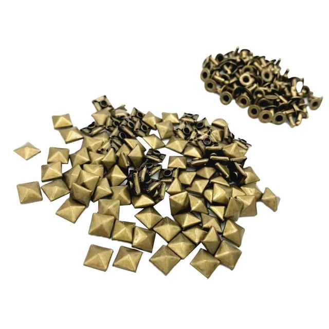 ziyahi 100pcs Metal Square Pyramid Rivet Studs Bags For 7mm Decor Clothes Shoes Bronze 10mm