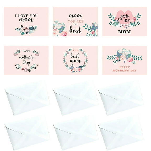 Wovilon Mother's Day Card Message Card Greeting Card Set With 6 Envelopes Folded In Half