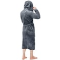thumbnail image 2 of Bata de baño con capucha de felpa NY Threads, gris, 2XL/3XL, 2 of 6