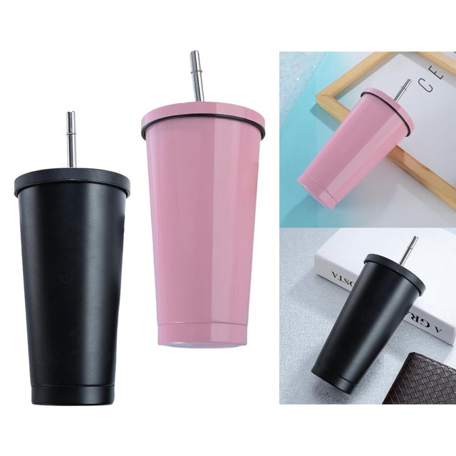 2 Piezas de Botella de Taza de material acero Inoxidable de 17 / 500 Ml Que Se Mantienen Calientes Y es de Limpiar para perfecl taza de paja de acero inoxidable