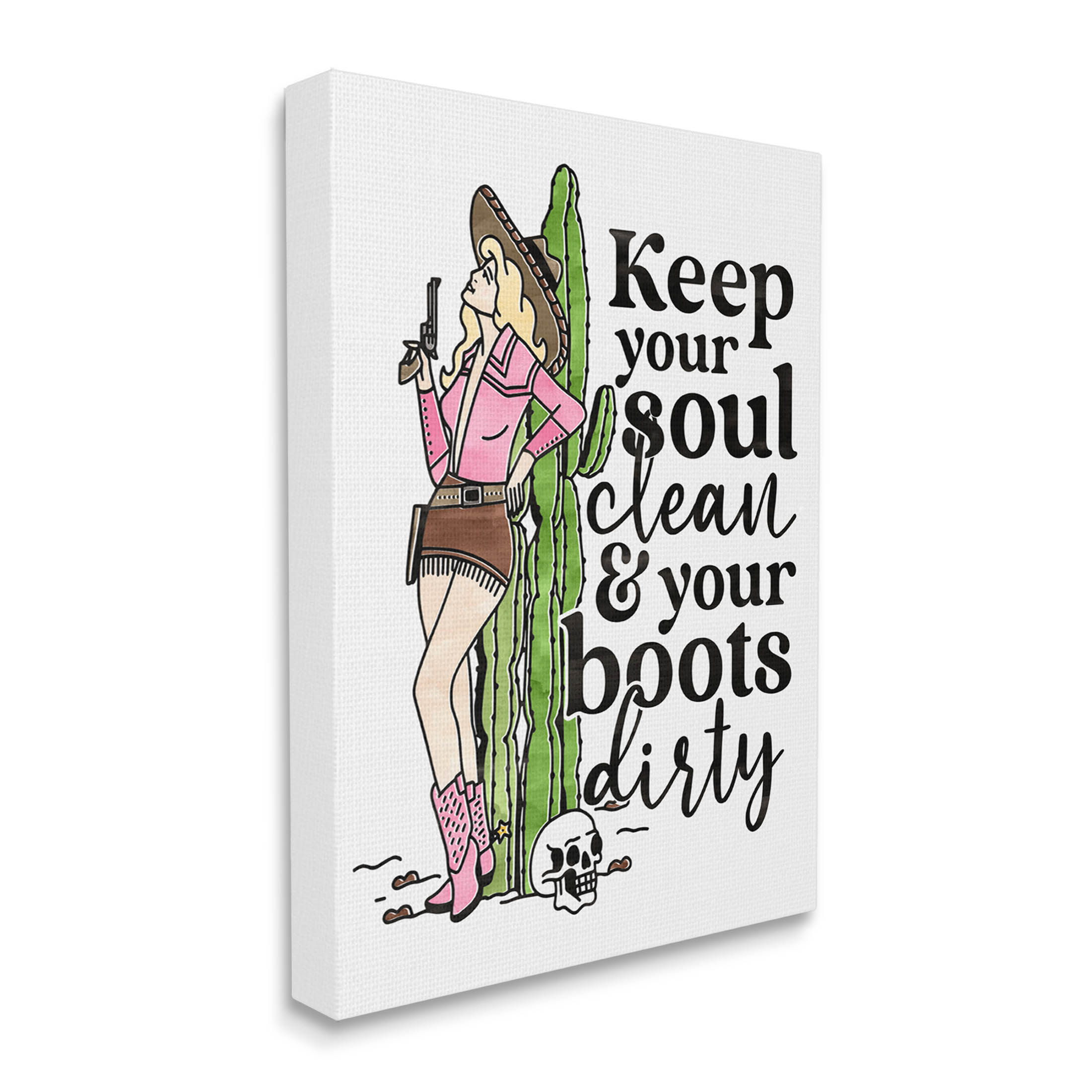 Keep Soul Clean & Boots Dirty Phrase Novelty Graphic Art Gallery Wrapped Canvas Print Wall Art