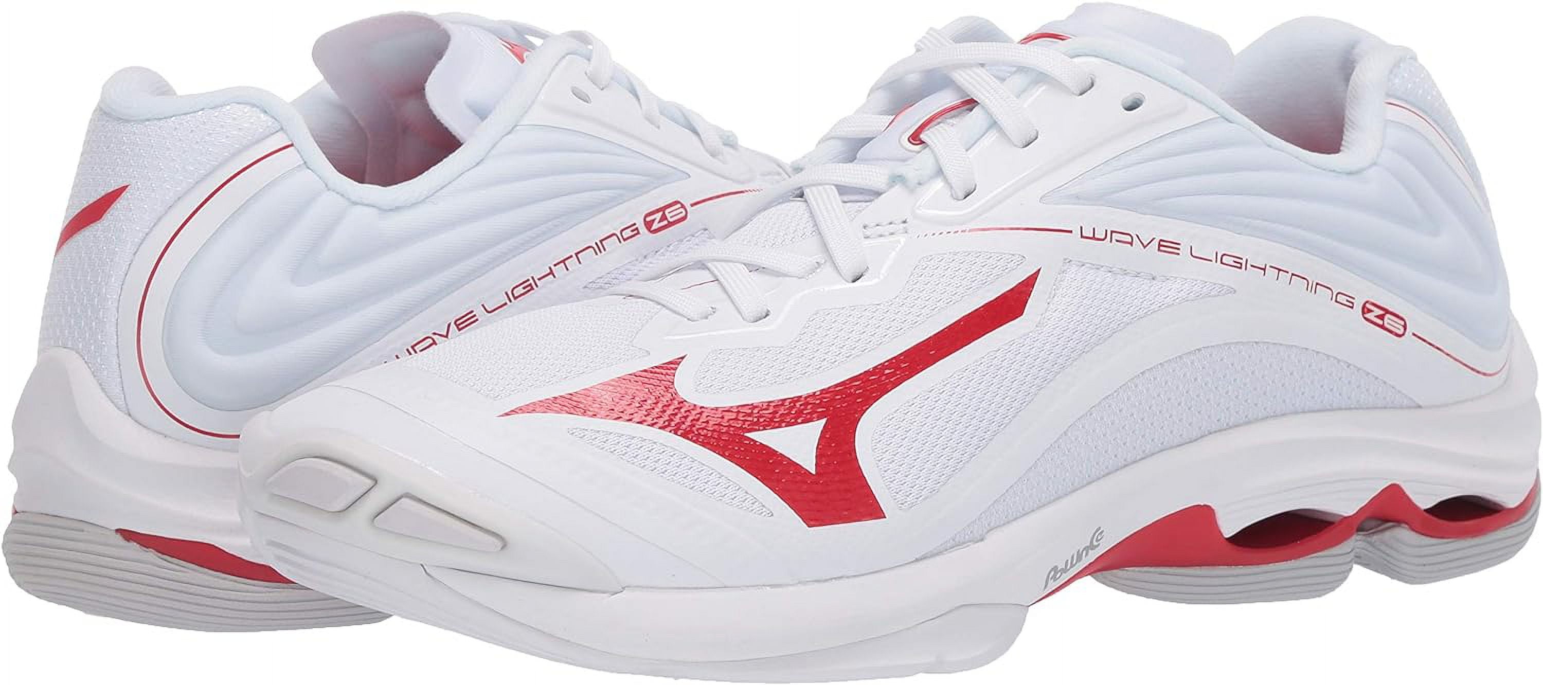 Mizuno Wave Lightning Z6 ホワイト/レッド Mizuno Wave Lightning Z6 Women's Volleyball Shoe, Size 9