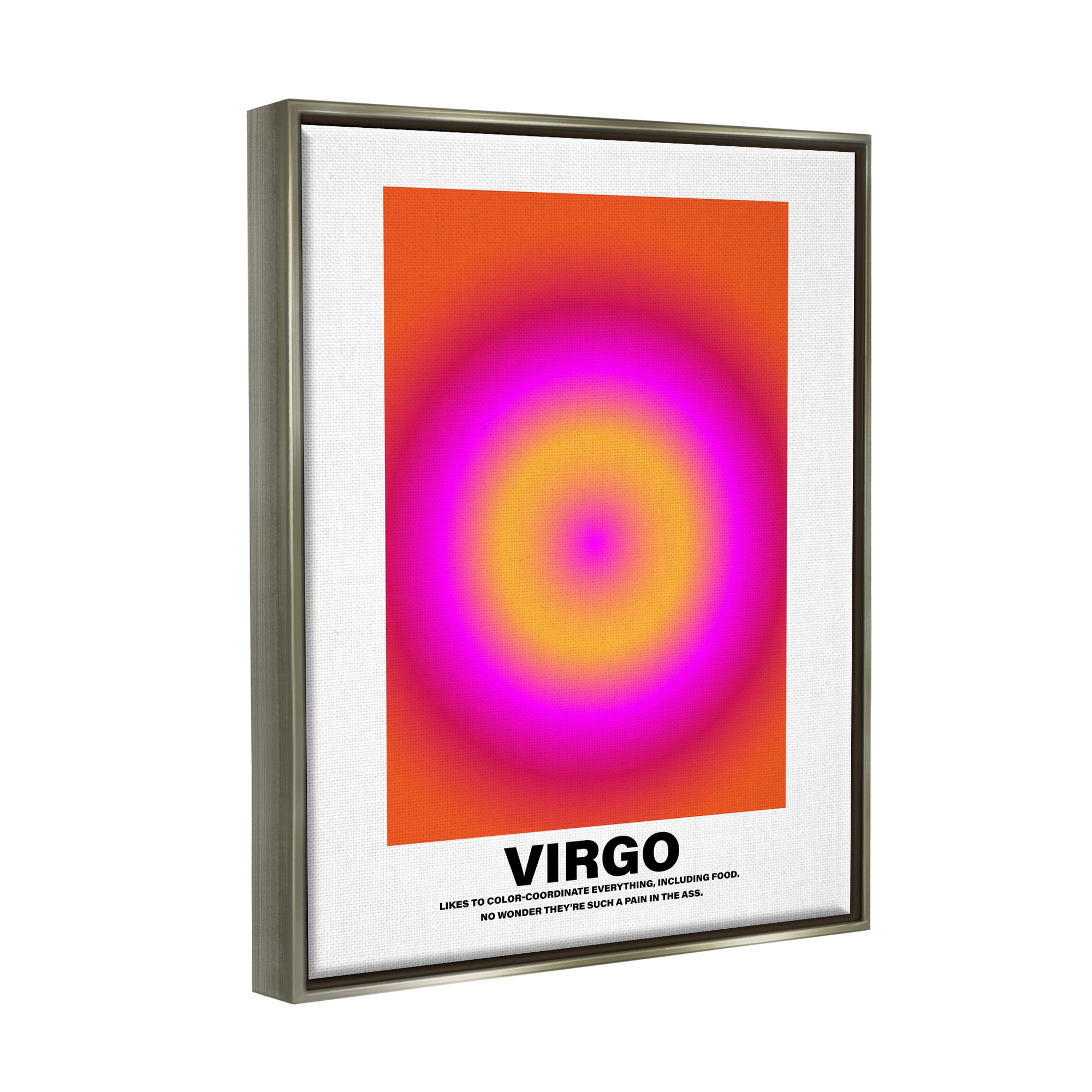 Stupell Industries Funny Virgo Astrology Abstract Painting Gray Floater Framed Canvas Art Print Wall Art, 17 x 21