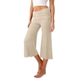 thumbnail image 2 of Delayuji Womens Capri Pants Casual Yoga Pant High Waisted Elastic Yoga Short Flared Pants Summer Sport Wear, 2 of 7