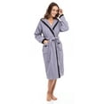 thumbnail image 2 of Women’s Waffle Weave Robe Ladies Hooded Bathrobe 100% Terry Cotton Spa Robes Gray S, 2 of 8