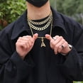 thumbnail image 3 of HOOUN Men's Amulet 14k Gold Plated Rhinestone Baseball Necklace Pendant Jewelry, 3 of 9