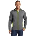 thumbnail image 1 of Sport-Tek Veste à Fermeture Éclair Complète Contrastée Sport-Wick. St853 L Gris Anthracite Chiné/ Vert Charge, 1 of 2