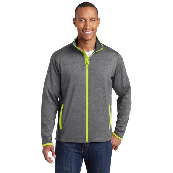 Sport-Tek Veste à Fermeture Éclair Complète Contrastée Sport-Wick. St853 L Gris Anthracite Chiné/ Vert Charge