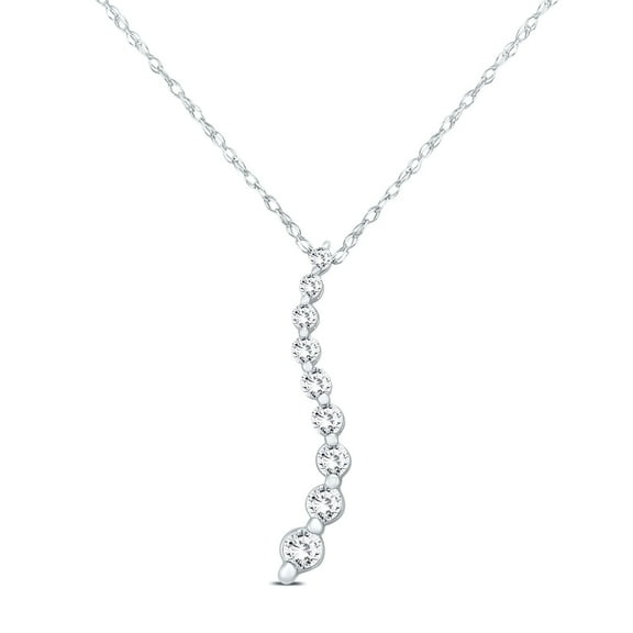 SZUL Women's 1/4 Carat TW Diamond Journey Pendant in 10K White Gold (K-L Color, I2-I3 Clarity)