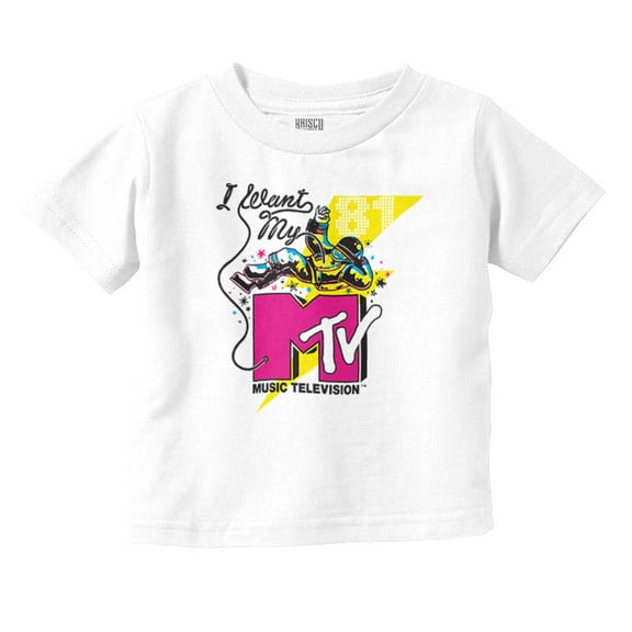 Retro I Want My MTV Logo Moon Man Toddler Boy Girl T Shirt Infant Toddler Brisco Brands 6M